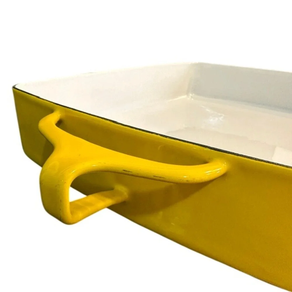 Vintage Dansk Kobenstyle Yellow Enamel Baking Pan France IHQ MCM 12.5x9.5 Decor